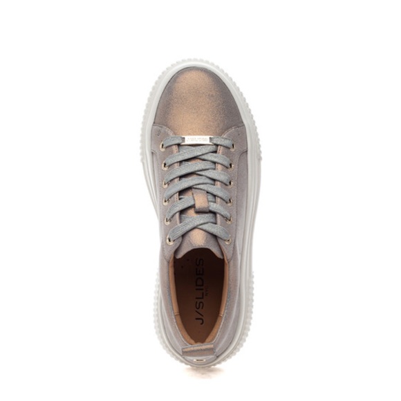 NWT J/SLIDES WEST Bronze Metallic Leather Sneaker - Picture 5 of 15